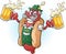 Oktoberfest Bratwurst Hotdog Cartoon Character Drinking Beer