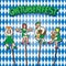 Oktoberfest with dancing people with glasses of beer on a checkered isolated background vector image