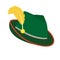 Oktoberfest hat icon flat style. on white background. Green national German hat. Vector illustration.