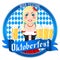 Oktoberfest illustration - waitress holding beer