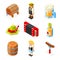 Oktoberfest isometric 3d polygon icons set beer