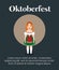 Oktoberfest label with beautiful German woman