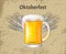 Oktoberfest Poster Craft Beer with Foam, Glass Mug