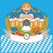 Oktoberfest symbol label with girl and beer.Vector