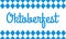Oktoberfest text. Beer festival background with white and blue checkered pattern. October fest banner. Vector illustration