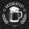 Oktoberfest vector banner. Beer Festival logotype. Illustration of Bavarian festival design on pattern background with mug of beer