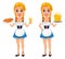 Oktoberfest vector illustration with redhead girl holding b