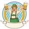 Oktoberfest .Vector label with man and glasses of