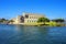 Olbia, Italy - Panoramic view of the Archeological Museum of Olbia - Museo Archeologico - on Gulf of Olbia island at the port area