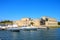 Olbia, Italy - Panoramic view of the Archeological Museum of Olbia - Museo Archeologico - on Gulf of Olbia island at the port area