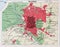 Old 1945 Map of the Environs of Madrid, Spain