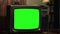 Old 1980s Tv With Green Screen.