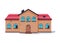 Old abandonded house cartoon vector illustration. Decaying suburban cottage with broken windows.