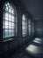 An old abandoned asylum its windows foggy and shuttered with a haunting atmosphere of forgotten terror. Gothic art. AI