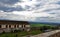 An old and abandoned building and the landscape view from the castle walls