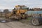 Old abandoned bulldozer. Old rusty and weathered bulldozers