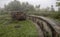 Old abandoned bunker in the woods. Military Fort. Fort number 7, Vladivostok, Russia