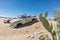 Old and abandoned car in the desert of Namibia, spot known as solitaire.