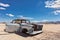 Old and abandoned car in the desert of Namibia, spot known as solitaire.