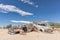 Old and abandoned car in the desert of Namibia, spot known as solitaire.