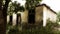 Old abandoned and destroyed house in mountain close up