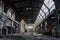 Old abandoned factory hall, industrial background