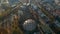 Old abandoned gasometer in Berlin, Germany from Aerial Perspective