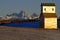 Old Abandoned Grainary Grainery Building with Tetons Teton Mountains in Background