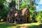 An old abandoned Khmer building in a Cambodian forest, a monument of medieval Asian architecture, a house