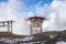 Old abandoned lift in the clouds in Italy