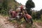 Old abandoned motorcycle in the mountains