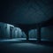 Old Abandoned Parking, Industrial Interior, Concrete With Cracks, Dark, Generative AI