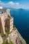 The old abandoned prison in the historic Palazzo d`Avalos on the Terra Murata cliffs, Procida Island, Italy