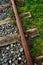 Old abandoned railroad track on the station in Bilbao city Spain