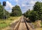 Old and abandoned railroad tracks in a northern european landscape