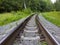 Old Abandoned railway track disappearing into woods