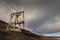 Old, abandoned remains of cableway for transporting coal from mines in Longyearbyen - the most Northern settlement in the world. S