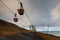 Old, abandoned remains of cableway for transporting coal from mines in Longyearbyen - the most Northern settlement in the world. S