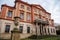 Old abandoned ruined baroque Libechov castle with balcony in sunny day, Romantic chateau was heavily damaged after affected by