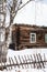 old abandoned russian wooden rural house in winter