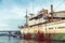 Old abandoned rusted ship stands moored in Varna