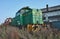 Old abandoned trains at depot in sunny day