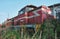 Old abandoned trains at depot in sunny day