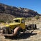 Old abandoned truck in desert.