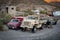 Old abandoned vehicles, a third generation Fotd ambulance van and AM General M939 military truck
