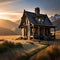 Old and abandoned wooden house - ai generated image