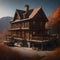 Old and abandoned wooden house - ai generated image