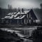 Old and abandoned wooden house - ai generated image