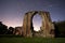 Old abbey ruins at night