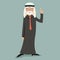 Old Adult Wise Vintage Arab Smiling Happy Businessman Character Icon on Stylish Background Retro Cartoon Design Vector